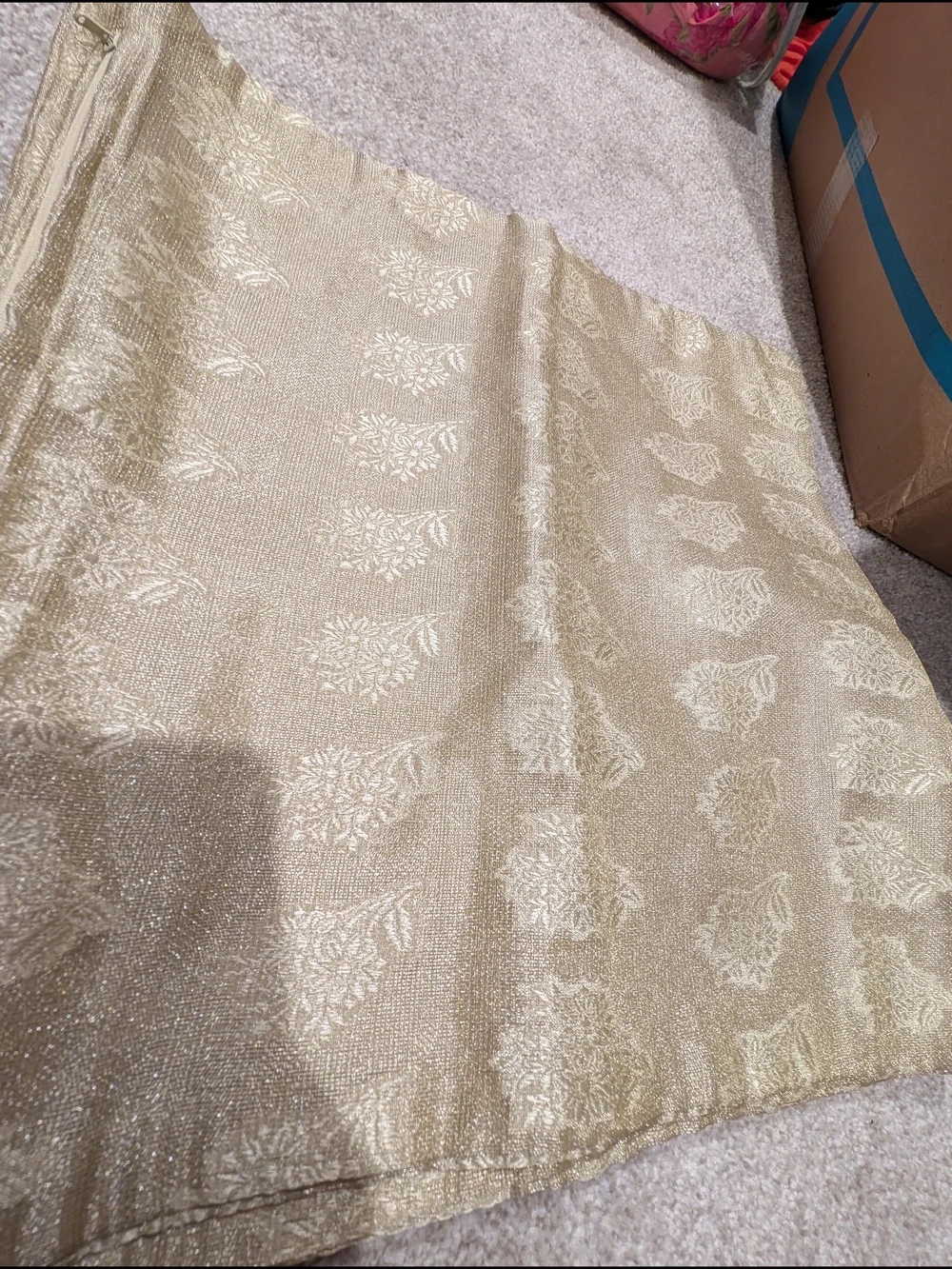 Set of 5 - Gold Brocade Fabric Panel with Floral Motif